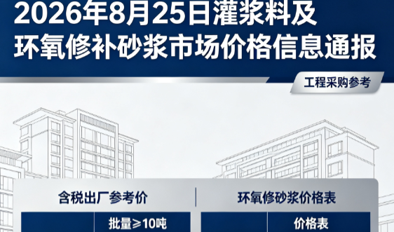 招远2026年8月25日灌浆料及环氧修补砂浆市场价格信息通报